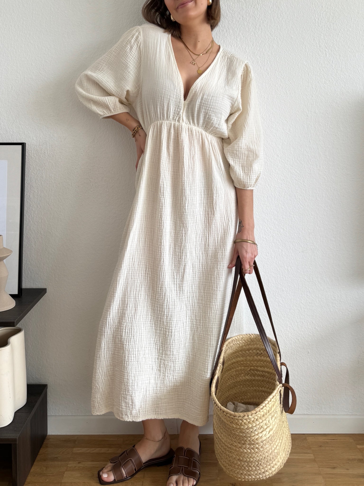 Musselin kleid midi Clearance